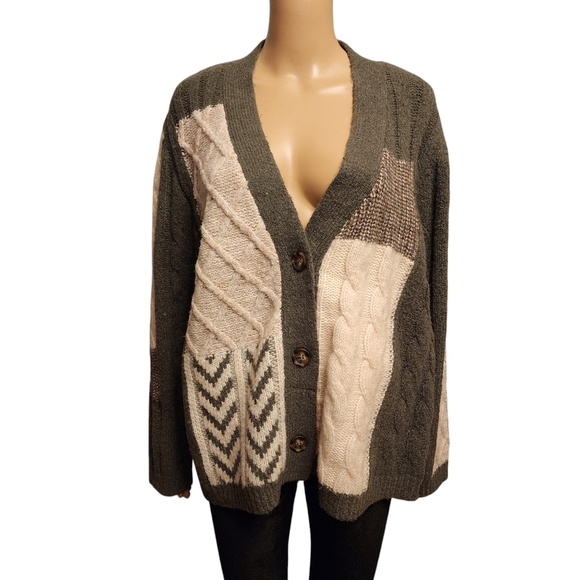 Industry Republic Clothing Oversized Button Up V-neck Sweater M - Picture 6 of 12